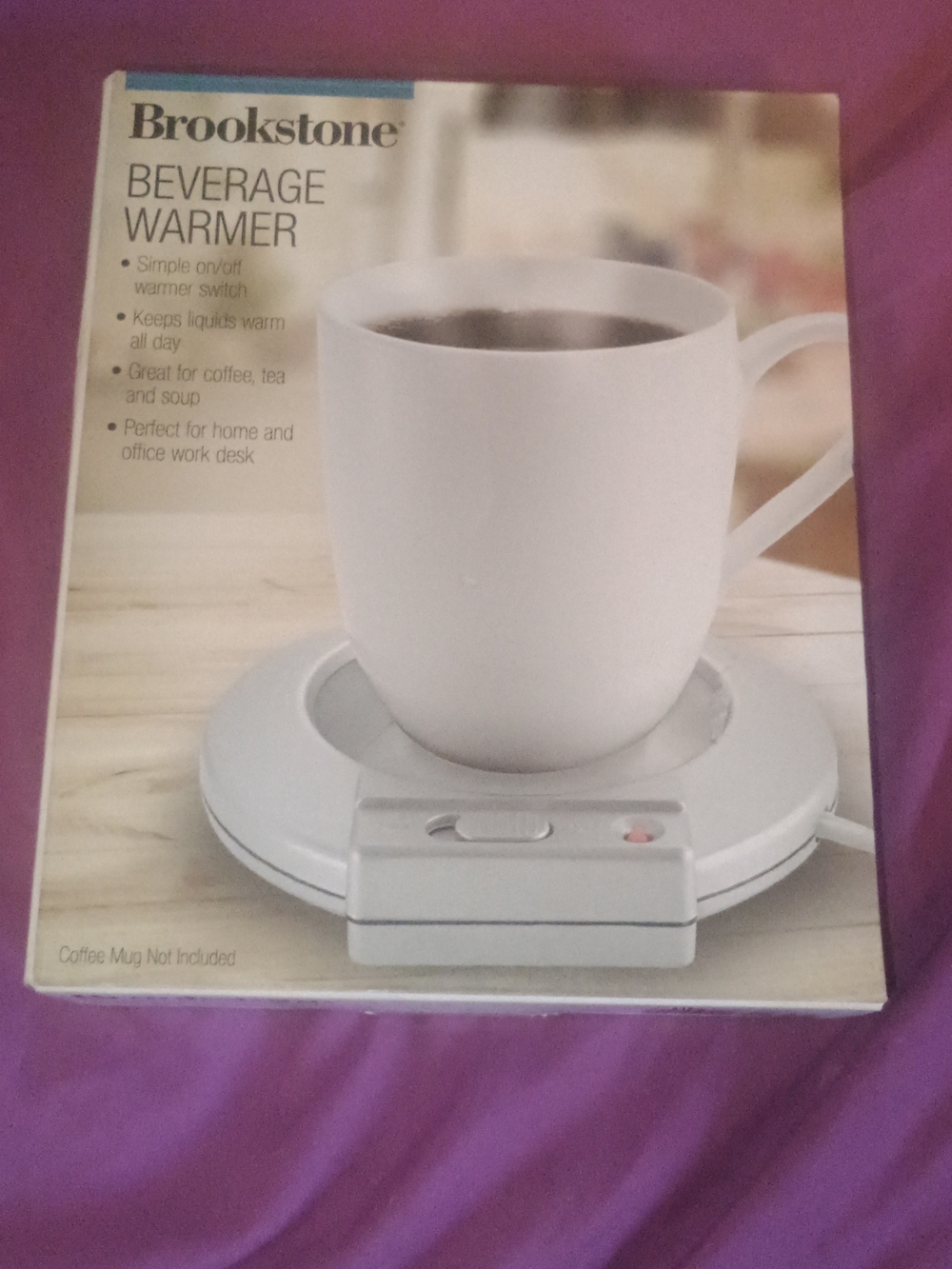 New In Box Brookstone Silver Electric Beverage Warmer